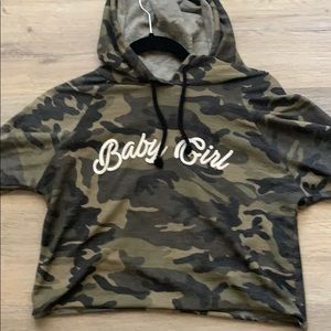 cute cropped camo hoodie from fashion nova